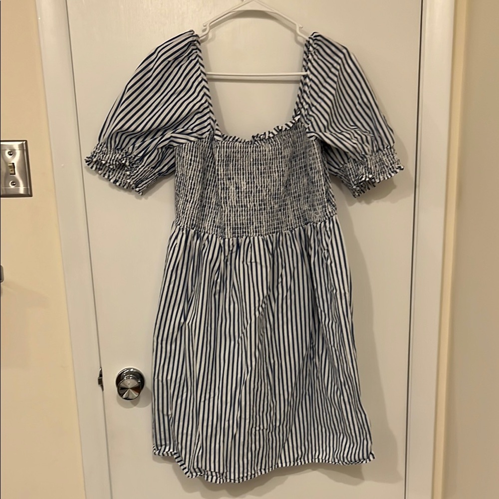 Draper James Black and White Puff Sleeve Sundress